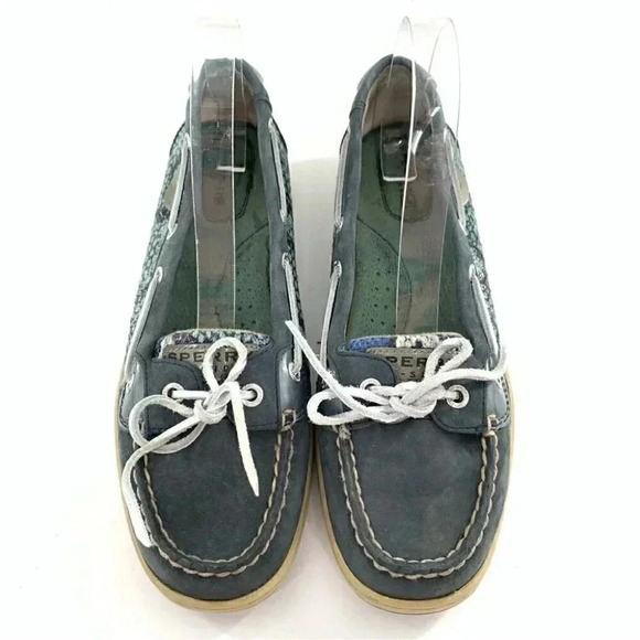 Sperry womens flats size 8.5 blue green suede sequins boat shoes nautical - Picture 1 of 12